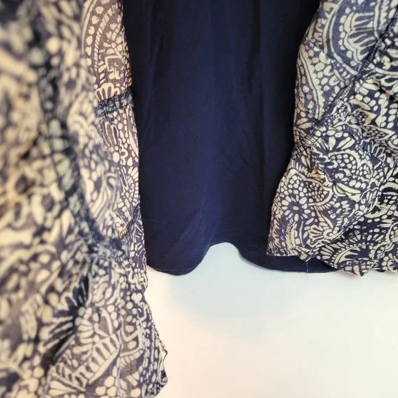 Eddie Bauer Blue Paisley Floral Batik Print Peasant Dress - Picture 4 of 6